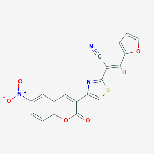 molecular formula C19H9N3O5S B375911 (E)-3-(furan-2-yl)-2-[4-(6-nitro-2-oxochromen-3-yl)-1,3-thiazol-2-yl]prop-2-enenitrile 