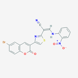 molecular formula C21H11BrN4O4S B375912 2-[4-(6-bromo-2-oxo-2H-chromen-3-yl)-1,3-thiazol-2-yl]-3-{2-nitroanilino}acrylonitrile 