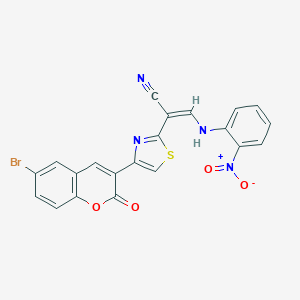 2-[4-(6-bromo-2-oxo-2H-chromen-3-yl)-1,3-thiazol-2-yl]-3-{2-nitroanilino}acrylonitrile