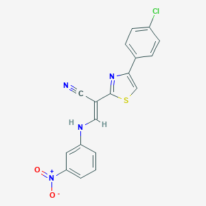 molecular formula C18H11ClN4O2S B375913 2-[4-(4-Chlorophenyl)-1,3-thiazol-2-yl]-3-{3-nitroanilino}acrylonitrile 