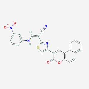molecular formula C25H14N4O4S B375914 3-{3-nitroanilino}-2-[4-(3-oxo-3H-benzo[f]chromen-2-yl)-1,3-thiazol-2-yl]acrylonitrile 