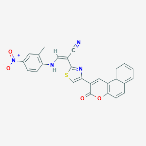 molecular formula C26H16N4O4S B375915 3-{4-nitro-2-methylanilino}-2-[4-(3-oxo-3H-benzo[f]chromen-2-yl)-1,3-thiazol-2-yl]acrylonitrile 