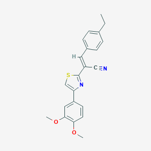 molecular formula C22H20N2O2S B375918 2-[4-(3,4-Dimethoxyphenyl)-1,3-thiazol-2-yl]-3-(4-ethylphenyl)acrylonitrile 