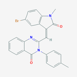 molecular formula C25H18BrN3O2 B375945 2-[(E)-(5-bromo-1-methyl-2-oxoindol-3-ylidene)methyl]-3-(4-methylphenyl)quinazolin-4-one CAS No. 317842-30-1