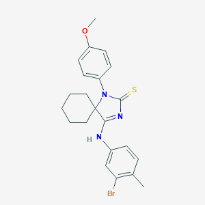 molecular formula C22H24BrN3OS B375948 4-[(3-Bromo-4-methylphenyl)imino]-1-(4-methoxyphenyl)-1,3-diazaspiro[4.5]decane-2-thione 