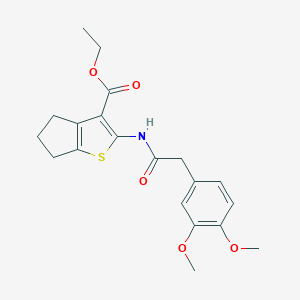 molecular formula C20H23NO5S B375962 ethyl 2-{[(3,4-dimethoxyphenyl)acetyl]amino}-5,6-dihydro-4H-cyclopenta[b]thiophene-3-carboxylate 