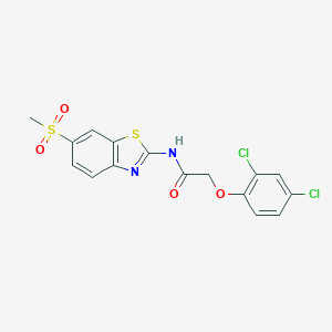 molecular formula C16H12Cl2N2O4S2 B375974 2-(2,4-dichlorophenoxy)-N-[6-(methylsulfonyl)-1,3-benzothiazol-2-yl]acetamide 