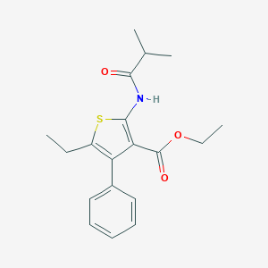 molecular formula C19H23NO3S B375977 Ethyl 5-ethyl-2-(isobutyrylamino)-4-phenylthiophene-3-carboxylate CAS No. 380643-28-7