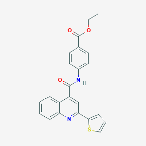 molecular formula C23H18N2O3S B375978 Ethyl 4-[(2-(2-thienyl)-4-quinolyl)carbonylamino]benzoate CAS No. 380643-40-3