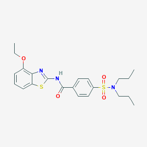 molecular formula C22H27N3O4S2 B375983 4-[(dipropylamino)sulfonyl]-N-(4-ethoxy-1,3-benzothiazol-2-yl)benzamide CAS No. 313661-72-2