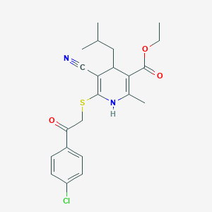 molecular formula C22H25ClN2O3S B375985 Ethyl 6-[2-(4-chlorophenyl)-2-oxoethyl]sulfanyl-5-cyano-2-methyl-4-(2-methylpropyl)-1,4-dihydropyridine-3-carboxylate CAS No. 231935-14-1