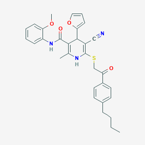 molecular formula C31H31N3O4S B375988 6-{[2-(4-butylphenyl)-2-oxoethyl]sulfanyl}-5-cyano-4-(2-furyl)-N-(2-methoxyphenyl)-2-methyl-1,4-dihydro-3-pyridinecarboxamide 