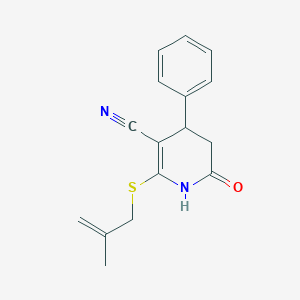 molecular formula C16H16N2OS B375991 2-[(2-Methylprop-2-en-1-yl)sulfanyl]-6-oxo-4-phenyl-1,4,5,6-tetrahydropyridine-3-carbonitrile 