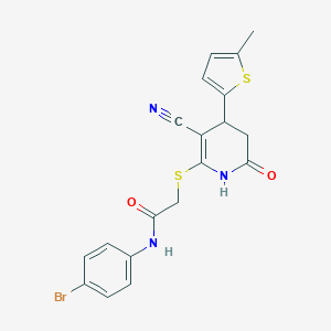 molecular formula C19H16BrN3O2S2 B375996 N-(4-bromophenyl)-2-[[5-cyano-4-(5-methylthiophen-2-yl)-2-oxo-3,4-dihydro-1H-pyridin-6-yl]sulfanyl]acetamide CAS No. 310454-26-3