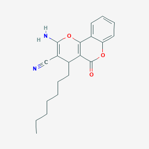 molecular formula C20H22N2O3 B375997 2-Amino-4-heptyl-5-oxo-4H,5H-pyrano[3,2-c]chromene-3-carbonitrile CAS No. 275360-67-3