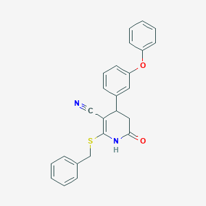 molecular formula C25H20N2O2S B376008 2-(Benzylsulfanyl)-6-oxo-4-(3-phenoxyphenyl)-1,4,5,6-tetrahydro-3-pyridinecarbonitrile 