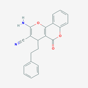 molecular formula C21H16N2O3 B376009 2-Amino-5-oxo-4-phenethyl-4H,5H-pyrano[3,2-c]chromene-3-carbonitrile CAS No. 275360-70-8