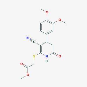 molecular formula C17H18N2O5S B376010 Methyl {[3-cyano-4-(3,4-dimethoxyphenyl)-6-oxo-1,4,5,6-tetrahydropyridin-2-yl]sulfanyl}acetate 