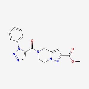 molecular formula C17H16N6O3 B3760175 methyl 5-[(1-phenyl-1H-1,2,3-triazol-5-yl)carbonyl]-4,5,6,7-tetrahydropyrazolo[1,5-a]pyrazine-2-carboxylate 