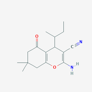 molecular formula C16H22N2O2 B376022 2-amino-4-(sec-butyl)-7,7-dimethyl-5-oxo-5,6,7,8-tetrahydro-4H-chromene-3-carbonitrile CAS No. 332045-36-0