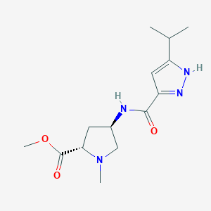 molecular formula C14H22N4O3 B3760314 methyl (2S,4R)-4-{[(3-isopropyl-1H-pyrazol-5-yl)carbonyl]amino}-1-methylpyrrolidine-2-carboxylate 