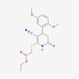 Ethyl {[3-cyano-4-(2,5-dimethoxyphenyl)-6-oxo-1,4,5,6-tetrahydro-2-pyridinyl]sulfanyl}acetate