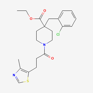 molecular formula C22H27ClN2O3S B3760361 ethyl 4-(2-chlorobenzyl)-1-[3-(4-methyl-1,3-thiazol-5-yl)propanoyl]-4-piperidinecarboxylate 