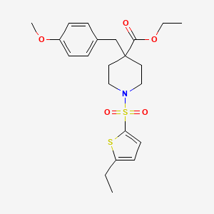 molecular formula C22H29NO5S2 B3760566 ethyl 1-[(5-ethyl-2-thienyl)sulfonyl]-4-(4-methoxybenzyl)-4-piperidinecarboxylate 