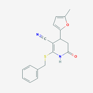 molecular formula C18H16N2O2S B376057 6-benzylsulfanyl-4-(5-methylfuran-2-yl)-2-oxo-3,4-dihydro-1H-pyridine-5-carbonitrile 