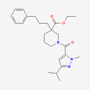 molecular formula C25H35N3O3 B3760587 ethyl 1-[(3-isopropyl-1-methyl-1H-pyrazol-5-yl)carbonyl]-3-(3-phenylpropyl)-3-piperidinecarboxylate 