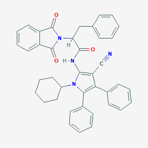 molecular formula C40H34N4O3 B376060 N-(3-cyano-1-cyclohexyl-4,5-diphenyl-1H-pyrrol-2-yl)-2-(1,3-dioxo-1,3-dihydro-2H-isoindol-2-yl)-3-phenylpropanamide 