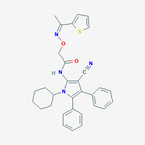 N-(3-cyano-1-cyclohexyl-4,5-diphenyl-1H-pyrrol-2-yl)-2-({[1-(2-thienyl)ethylidene]amino}oxy)acetamide