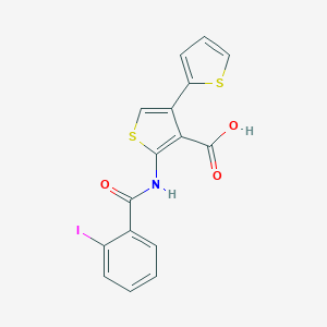 molecular formula C16H10INO3S2 B376073 2-[(2-Iodobenzoyl)amino]-4-thiophen-2-ylthiophene-3-carboxylic acid CAS No. 342378-82-9