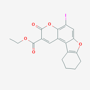 molecular formula C18H15IO5 B376082 ethyl 5-iodo-3-oxo-8,9,10,11-tetrahydro-3H-[1]benzofuro[3,2-f]chromene-2-carboxylate CAS No. 326093-77-0