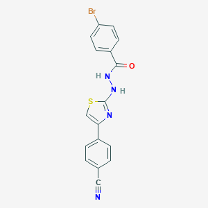 4-bromo-N'-[4-(4-cyanophenyl)-1,3-thiazol-2-yl]benzohydrazide