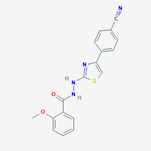 molecular formula C18H14N4O2S B376095 N'-[4-(4-cyanophenyl)-1,3-thiazol-2-yl]-2-methoxybenzohydrazide 