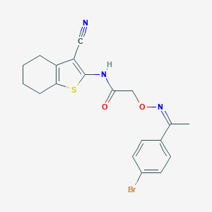 molecular formula C19H18BrN3O2S B376105 2-[(Z)-1-(4-bromophenyl)ethylideneamino]oxy-N-(3-cyano-4,5,6,7-tetrahydro-1-benzothiophen-2-yl)acetamide 