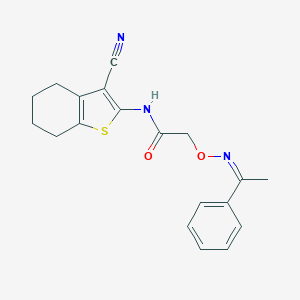 molecular formula C19H19N3O2S B376108 N-(3-cyano-4,5,6,7-tetrahydro-1-benzothien-2-yl)-2-{[(1-phenylethylidene)amino]oxy}acetamide 