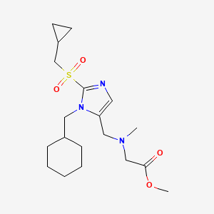 molecular formula C19H31N3O4S B3761098 Methyl 2-[[3-(cyclohexylmethyl)-2-(cyclopropylmethylsulfonyl)imidazol-4-yl]methyl-methylamino]acetate 