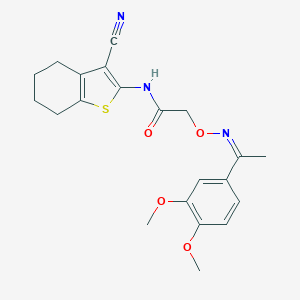 molecular formula C21H23N3O4S B376110 N-(3-cyano-4,5,6,7-tetrahydro-1-benzothien-2-yl)-2-({[1-(3,4-dimethoxyphenyl)ethylidene]amino}oxy)acetamide 