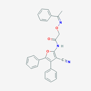 molecular formula C27H21N3O3 B376112 N-(3-cyano-4,5-diphenyl-2-furyl)-2-{[(1-phenylethylidene)amino]oxy}acetamide 