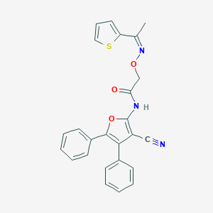 molecular formula C25H19N3O3S B376113 N-(3-cyano-4,5-diphenyl-2-furyl)-2-({[1-(2-thienyl)ethylidene]amino}oxy)acetamide 