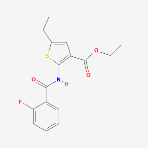 molecular formula C16H16FNO3S B376117 Ethyl 5-ethyl-2-(2-fluorobenzamido)thiophene-3-carboxylate CAS No. 219620-42-5