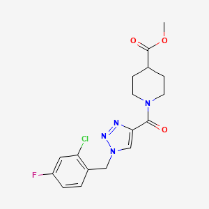 molecular formula C17H18ClFN4O3 B3761192 methyl 1-[1-[(2-chloro-4-fluorophenyl)methyl]triazole-4-carbonyl]piperidine-4-carboxylate 