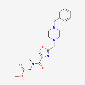 molecular formula C20H26N4O4 B3761227 Methyl 2-[[2-[(4-benzylpiperazin-1-yl)methyl]-1,3-oxazole-4-carbonyl]-methylamino]acetate 