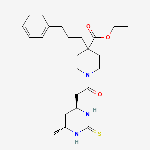 molecular formula C24H35N3O3S B3761324 ethyl 1-{[(4S*,6R*)-6-methyl-2-thioxohexahydro-4-pyrimidinyl]acetyl}-4-(3-phenylpropyl)-4-piperidinecarboxylate 