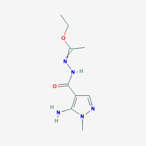 molecular formula C9H15N5O2 B037614 乙基 N'-(5-氨基-1-甲基-1H-吡唑-4-羰基)乙酰腙 CAS No. 114936-20-8