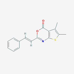 molecular formula C16H13NO2S B376145 5,6-dimethyl-2-(2-phenylvinyl)-4H-thieno[2,3-d][1,3]oxazin-4-one CAS No. 443320-13-6