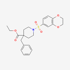 molecular formula C23H27NO6S B3761600 ethyl 4-benzyl-1-(2,3-dihydro-1,4-benzodioxin-6-ylsulfonyl)-4-piperidinecarboxylate 