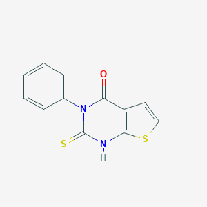 molecular formula C13H10N2OS2 B376180 6-methyl-3-phenyl-2-sulfanylthieno[2,3-d]pyrimidin-4(3H)-one CAS No. 309937-01-7